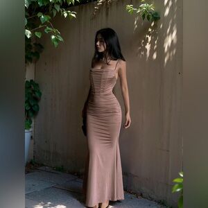 Women's Plain Ruched Mermaid Dress (Rusty Pink Color)